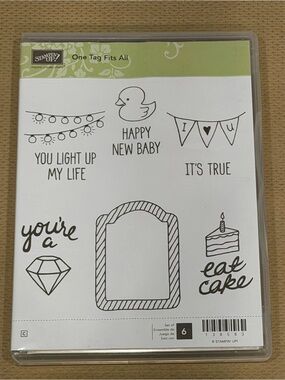 Stampin' Up! One Tag Fits All Stamp Set - White and Green Accents